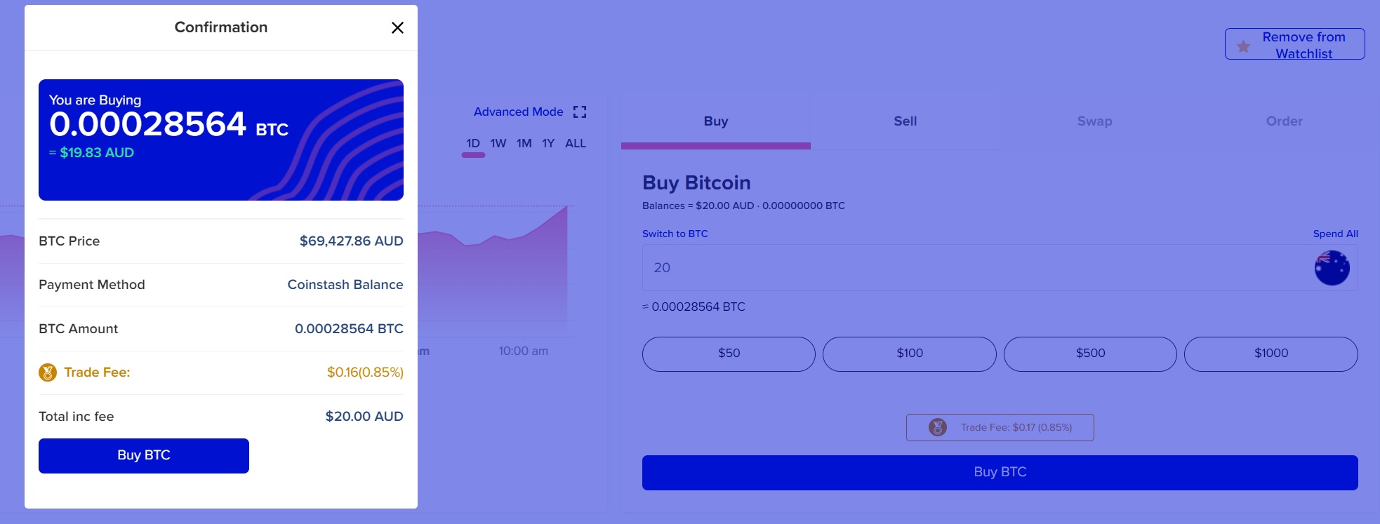 coinstash buy bitcoin with aud
