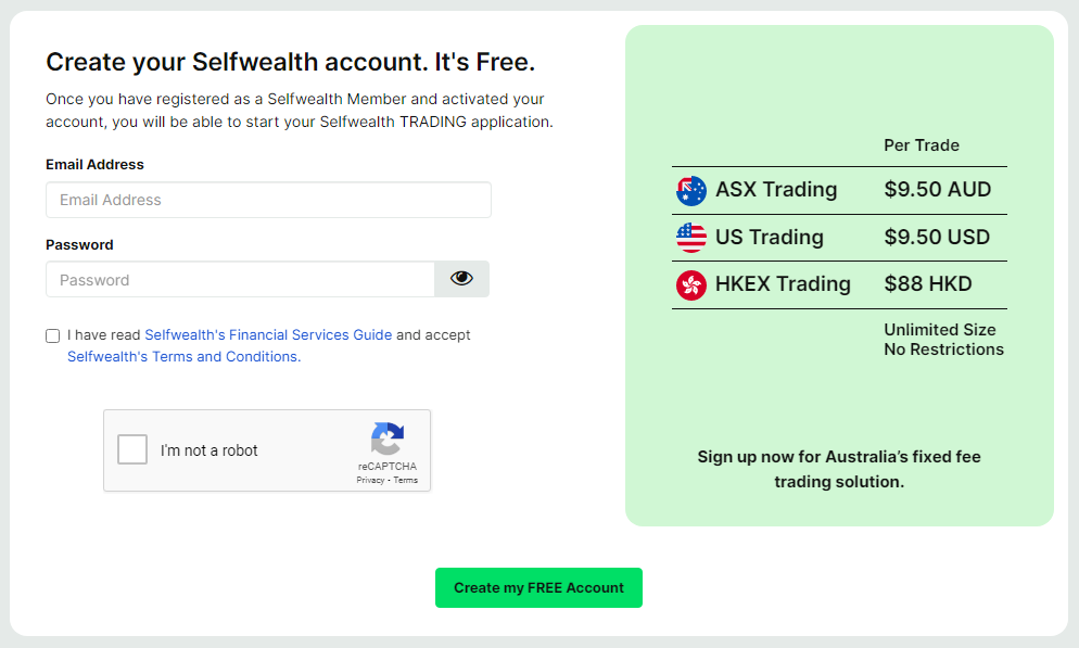 creating an Selfwealth account