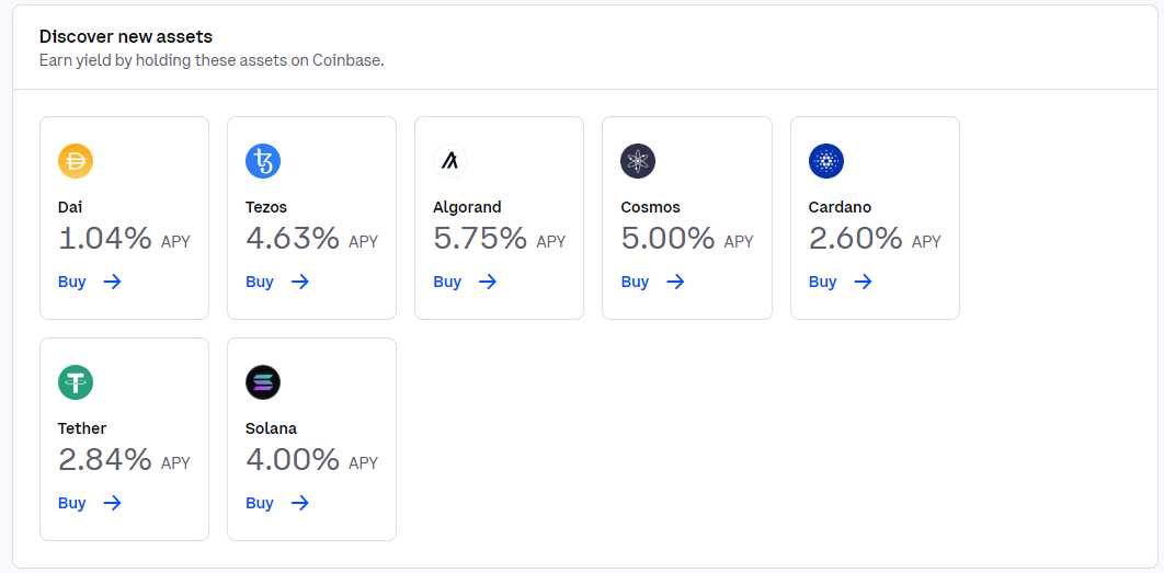 crypto yield options on coinbase