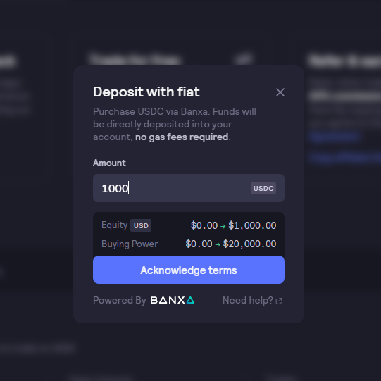 dYdX deposit fiat