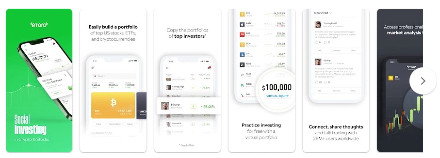 etoro mobile app screenshots