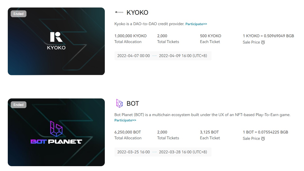 example IDOs on Bitget