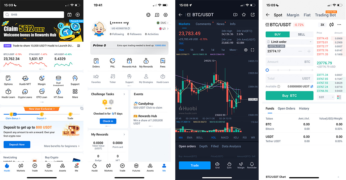 huobi app screenshots