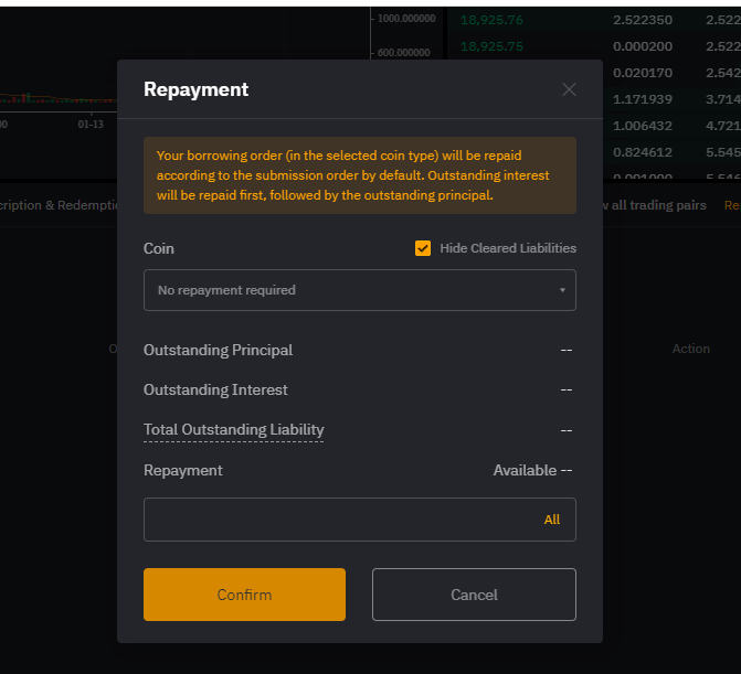 repay borrowed margin on Bybit