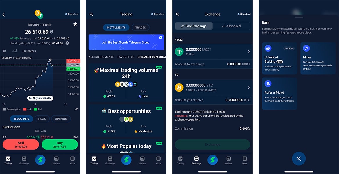 stormgain mobile app screenshots