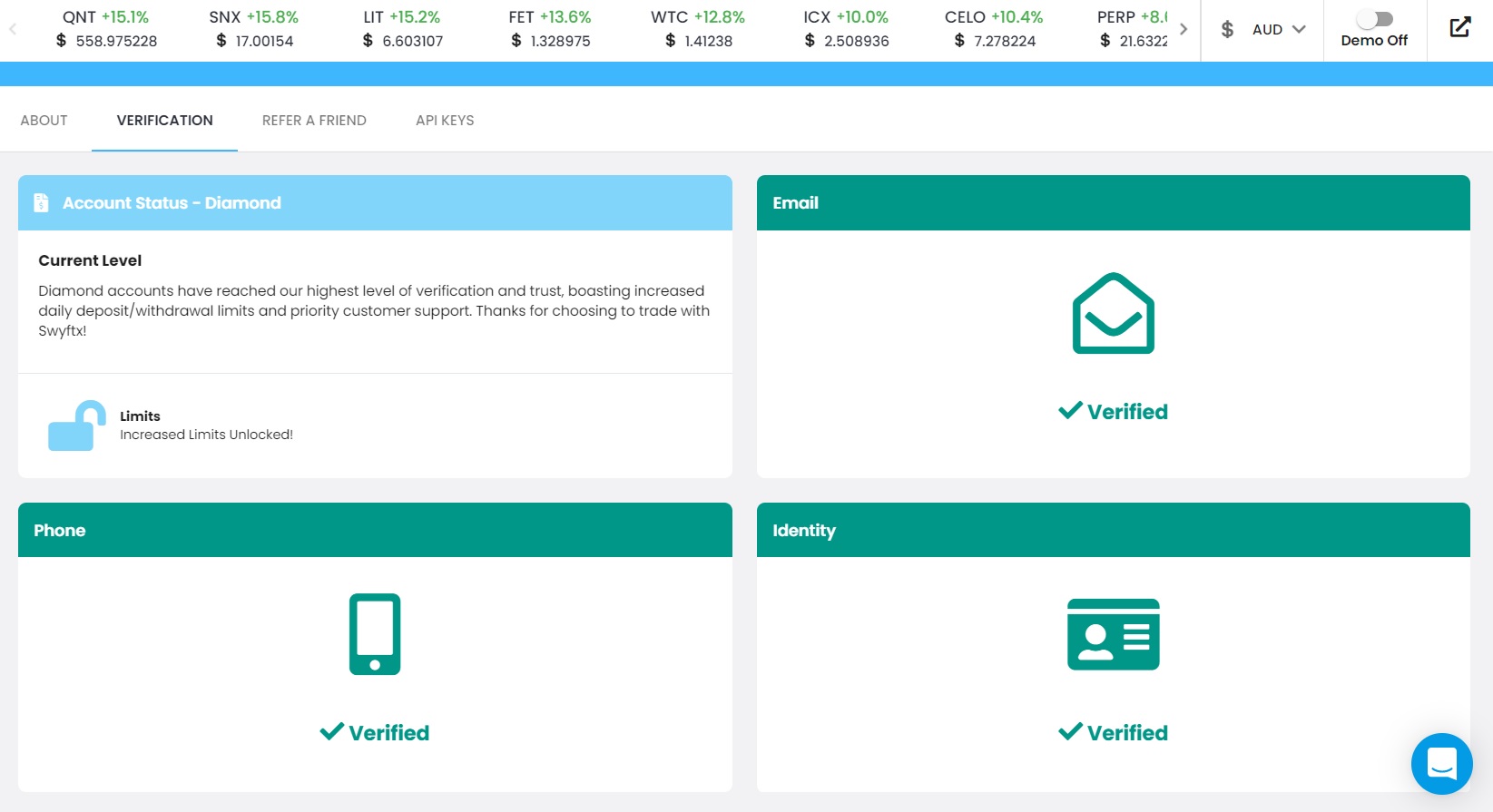 verifying an account on swyftx