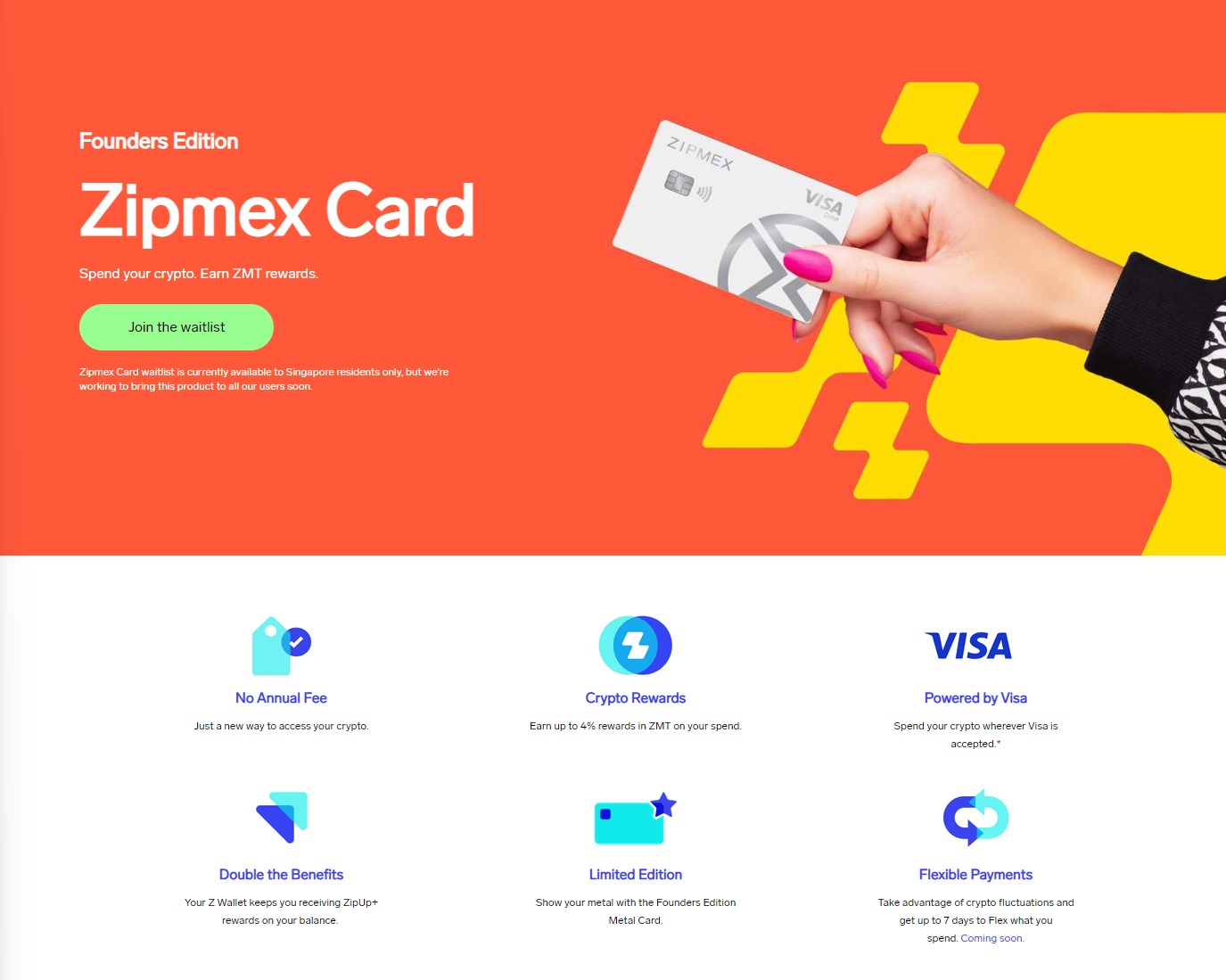 Zipmex card features