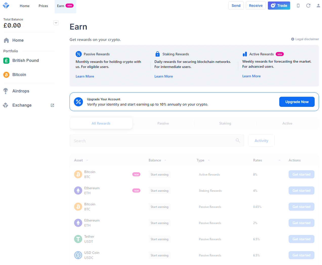 Blockchain.com Staking wallet screenshot