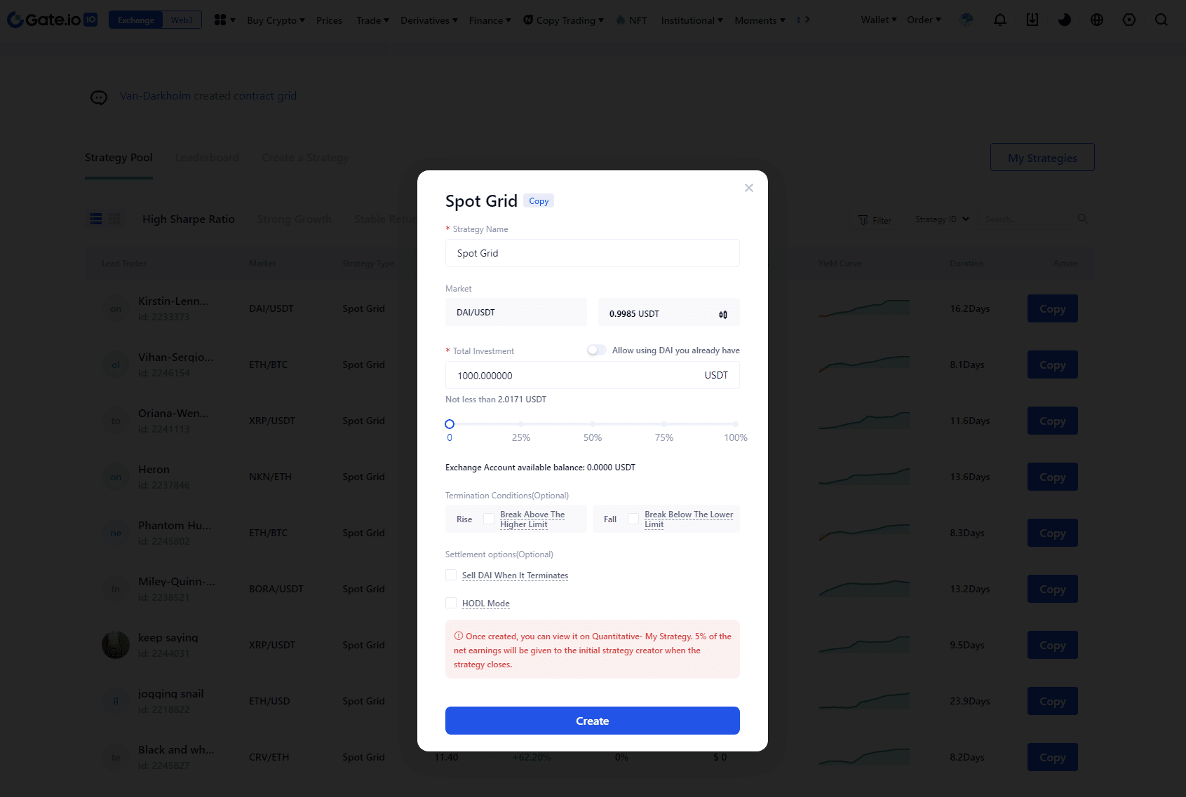 Gate.io Trading bot Details