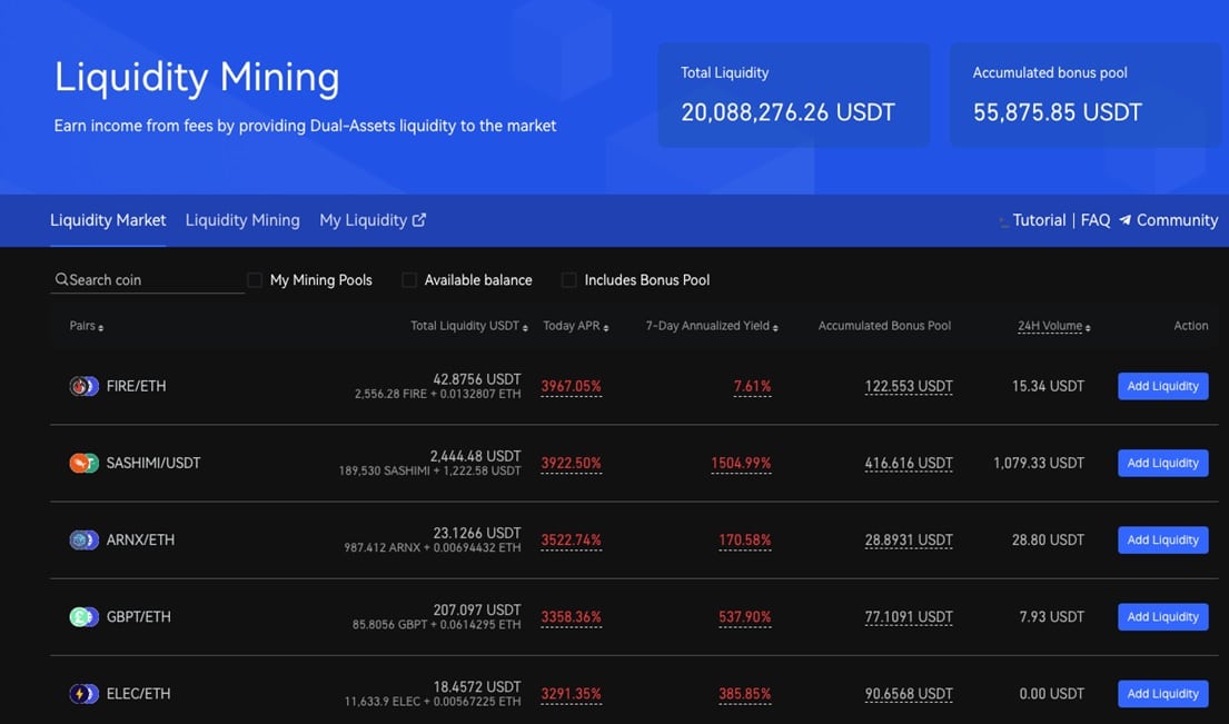 Gate.io liquidity mining pools