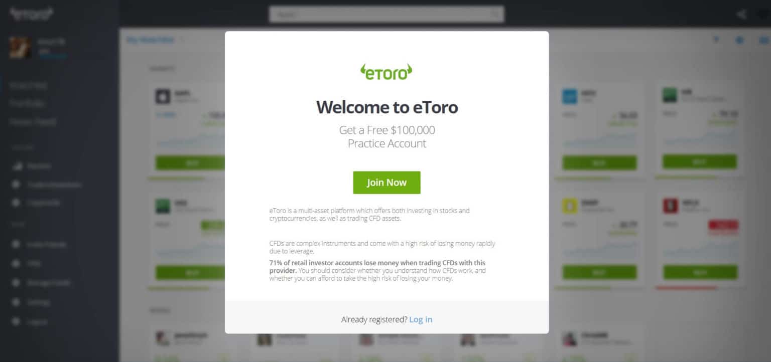 eToro demo account